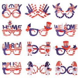 4 juli Party Diy Glazen Decoraties Men Women Women American Independence Day I Love USA Blue Red Striped Flag Party Supplies XDJ221