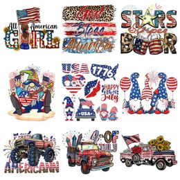 4 juli Party Warmteoverdracht Hot Stamping Sticker Vinyl Washable American Flag Independence Day Heat Transfer Stickers voor T -shirt
