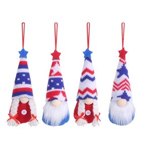 Decoraciones de gnomos patrióticos de felpa del 4 de julio, adornos colgantes hechos a mano para el Día de la Independencia, regalo del Día de Veterana PHJK2306