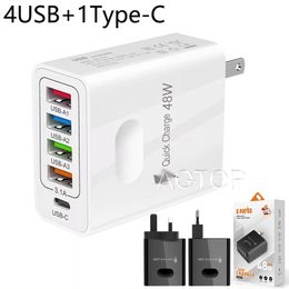 Adaptateur mural multi-ports 4USB + PD, chargeur pour téléphone et ordinateur portable, 3,1 a, EU/US/UK, adapté pour Samsung Iphone Xiaomi