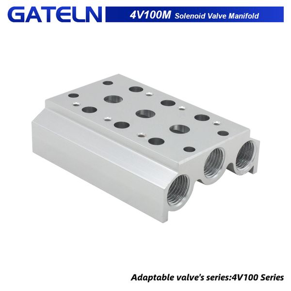 4V100m colector para válvulas solenoides de la serie 4V100 4V110-06 4V120-06 4V130-06 Válvula Base de la placa Molector de escape de aire colector