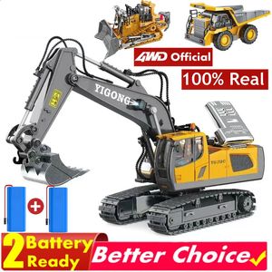 4WD Aleación 2.4G RC Coche / Excavadora / Camión volquete / Bulldozers 11 canales con luces LED Coche de ingeniería Niños Juguete eléctrico 240127