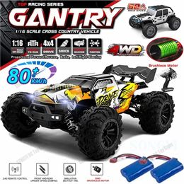 4WD RC Auto 4x4 Off Road Drift Racing 50 of 80 KMh Super Borstelloze Hoge Snelheid Radio Waterdichte Vrachtwagen Afstandsbediening Speelgoed Kinderen 240106