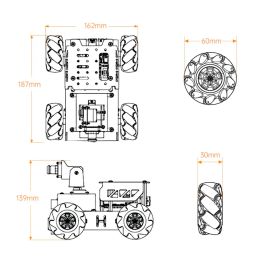 4 randonnées Turbopi Mecanum Wheel Motor Robot Car Raspberry PI 4B 4 Go Camera pour commencer Open Source Programmable Robot Car Kit