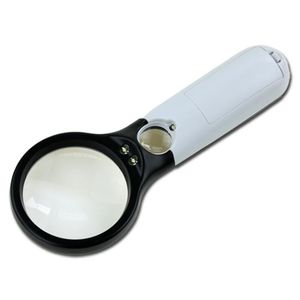 4x 60 mm 45X 22 mm Microscopio de mano Joyero iluminado Ayudando a la lupa Detección de moneda Lupa con 3 luces LED UV Gafas ópticas Lupa