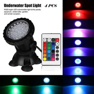 4X Aquarium Fish Tank Pond LED RGB SpotLight Fontaine de Jardin Lumière Sous-Marine