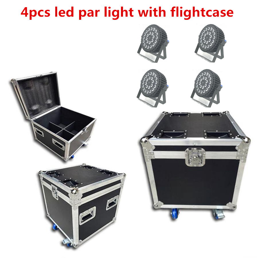 4x LED Par Light med FlightCase 24x18W RGBWA UV 6in1 LED DJ WASH Light Stage Spotlight DMX för professionell scenbelysning DJ -stråle