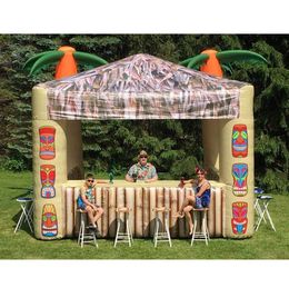 4x2.7x2.3m Oxford Palm Tree opblaasbare Tiki Bar Outdoor Beach Booth Tent Serving Concession Stand for Backyard Summer Party gebruikt