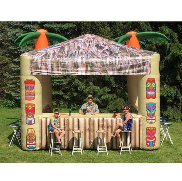 4x2,7x2,3 m Oxford palmera inflable Tiki Bar tienda de playa al aire libre puesto de servicio soporte de concesión para patio trasero fiesta de verano usado