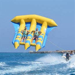 4x3m spannende water sportspellen opblaasbaar vliegende visboot slijtvaste sleepvliegen voor kinderen en volwassenen met pomp