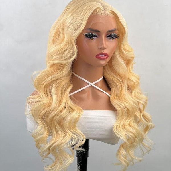 4x4 13x4 13x6 Transparent 613 dentelle frontale perruque couleur miel blond brésilien Remy vague de corps avant perruques de cheveux humains pour les femmes