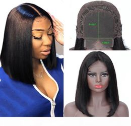 4x4 Bob Lace Frontal Wigs Brésilien Vierge Brésilien Lace Lace Frontal Human Hairs Swiss Lace Frontal Wig FRONT