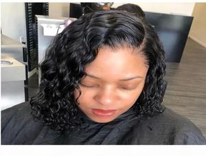 4x4 Close Water Wave Bob Wig Brésilien Brésilien Deep Curly Pixie Coup Wigs with Baby Hair Lace Front Human Heugs Wigs Pre pré-cueilli1944933