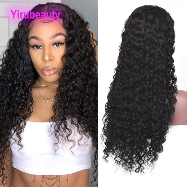 Perruque Lace Wig 4x4, cheveux vierges brésiliens péruviens indiens, couleur naturelle, ondulés, densité 150%, 180%, 210%, 10-32 pouces