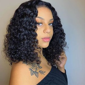 Perruque Lace Closure Wig brésilienne Remy naturelle, cheveux naturels, Deep Wave, 4x4, pre-plucked, Transparent, pour femmes