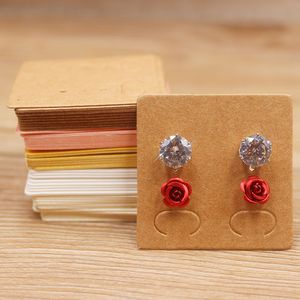 Cartes à bijoux 4x4cm, pour emballage, affichage, vente de boucles d'oreilles, étiquette carrée en papier Kraft, sac cadeau, emballage en boîte