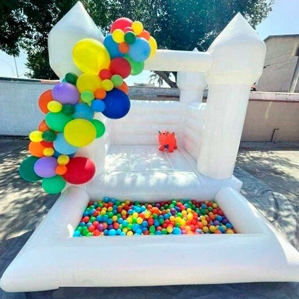 4x4m 12x12ft Pastel Mini Toddler Wedding Bounce House Gonflable Blanc Rose Château Gonflable Avec Soft Play Ball Pit Pool Jumper Pour Enfants Party-2