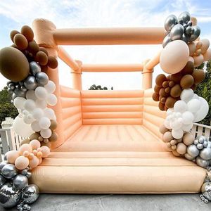 4x4m 13 2ft PVC Gonflable Bounce House sautant blanc Bouncy Castle videur châteaux cavalier avec ventilateur Pour la fête des événements de mariage ad307J