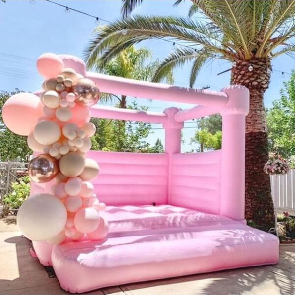 4x4m 13.2ft PVC Inflable Casa de Despedida saltando Blanco Castillo Hinchable castillos saltadores con soplador para Eventos de Bodas Fiestas Juguetes para Adultos y niños-H