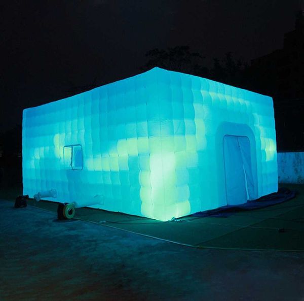 4x4m personalizado 4X4 metros LED iluminado cubo inflable carpa cuadrada carpas volar fotomatón para Camping fiesta boda