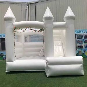 4x4m Château gonflable gonflable blanc avec diapositive Commercial Wedding Bounce House Combo For Kids Backyard Luxury Outdoor Game