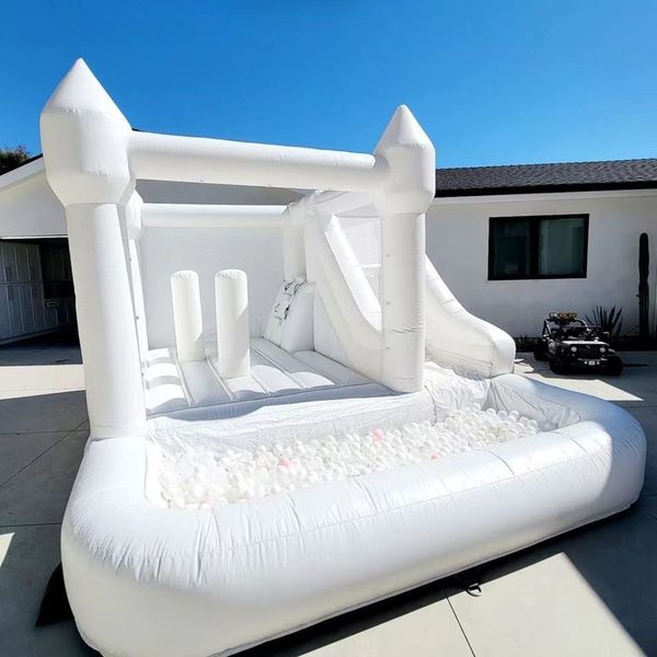 Trampolines blancos de 4x4 m, casa pequeña, casa de rebote, guardaespaldas inflable, castillo hinchable para boda para adultos, combinación de gorila, no las paredes netas por envío aéreo