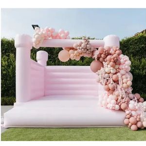 4x4m13x13ft vente en gros maison de rebond gonflable rose pastel commercial Combo 8 pieds château gonflable blanc adultes enfants cavaliers videur de mariage pour fête en plein air