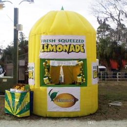 4x4x3.5mH (13.2x13.2x11.5ft) Cabina de limonada inflable portátil/Cabina de quiosco inflable con soporte/Espacio de vendedor de tienda de campaña con puesto de lenmon para bebidas para promoción de tienda de bebidas de limón