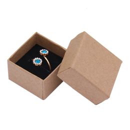 Boîte à bagues 4x4x3cm, 24 pièces, boucles d'oreilles/pendentifs Kraft, coffrets cadeaux de haute qualité, organisateur de bijoux, emballage en papier, éponge noire 240110