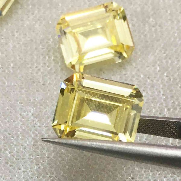 4x6 ~ 10x14mm forma de Octangle suelta CZ amarillo claro AAAAA circonita cúbica piedra sintética para joyería DIY gemas piedra