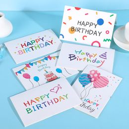 4x6 inch Happy Birthday Cards Balloon Cake Patroon Berichtkaarten Postkaarten cadeau met envelop verjaardagsfeestje benodigdheden mj0629