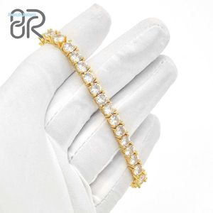 4x6mm 8 Tennis VVS Bracelet Moisanite Pass Diamond Tester Rond Brilliant Cut Gold plaqué 925 Chaîne de liaison argentée Bijoux Fine