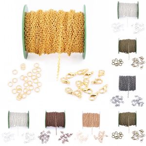 4x6mm link set kreeft klauw sluiting open jump ring kabel ketting spool antieke bronzen kleur voor diy kettingen etc D837L