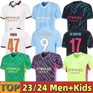 EDERSON M. HAALAND Soccer Jersey 23 24 DE BRUYNE MANS CITIES GREALISH MAHREZ FODEN GVARDIOL Chemise de football hommes enfants kit ALVAREZ uniformes FANS Treble Winners KOVACIC