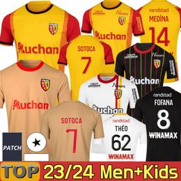 Maillot RC Lens 23/24 Soccer Jerseys Kid Kit Champions League voetbal Shirts voet naar huis weg derde 3e 2023 2024 Wahi Fulgini Sotoca Fofana Buksa Pereira Da Costa