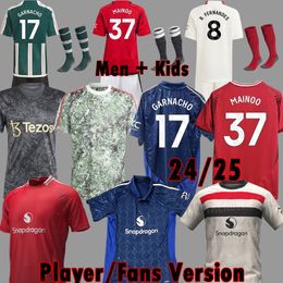 3xl 4xl 23 24 25 Mainoo Rashford Hojlund Casemiro Martinez voetbaltruien Garnacho 2023 2024 B. Fernandes Martial Eriksen voetbalhirt tops Mannen Kids Set Uniforms 99 99