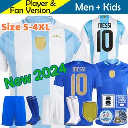 4xl 24 25 Argentine Soccer Jerseys Copa America Cup Camitas National Team 2024 2025 Home Shirts Football Kits Kits Player Version Di Maria Lautaro Martinez