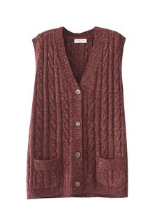 4XL grande taille pull gilet femmes vêtements automne hiver pull large col en v deux poches tricots décontracté torsion Cardigan 240124