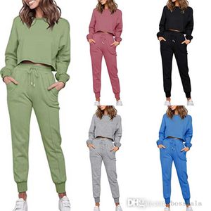 4XL femmes pantalons de survêtement tenues automne hiver vêtements à manches longues sweat court et pantalons de survêtement deux pièces ensemble