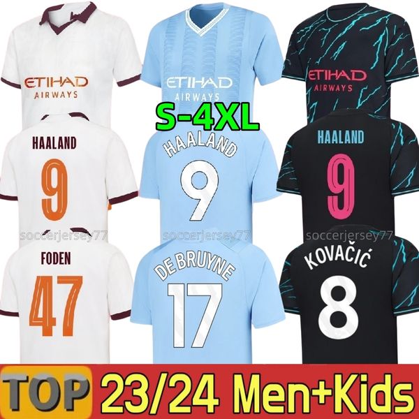 4XL XXXL 23/24 HAALAND SOCCER JERSEYS MANS CITIES FINAL ISTANBUL KIT pierres GREALISH DE BRUYNE FODEN maillot de football enfants 2023 2024 J.Alvarez MANCHESTE Nouvel An uniforme