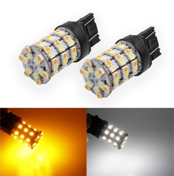 4XT20 60SMD 1210 7443 Bombilla LED de doble color para señal de giro, bombillas LED de cola de freno 4567890