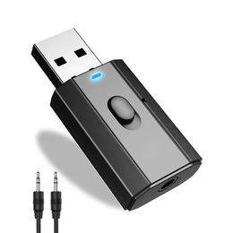 Adaptador Bluetooth 5,0, Transmisor receptor Bluetooth inalámbrico USB, Audio y música para PC, TV, coche, Adaptador auxiliar manos libres de 3,5mm