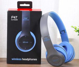 5.0 bluetooth P47 écouteurs sans fil casques stéréo pliables écouteurs de jeu Bass Animation montrant la prise en charge de la carte TF FM buildin MIC