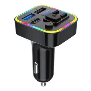 5.0 FM Transmisor PD Type-C Bluetooth Car Modulador con Luz de Luz Ambiental de Cargador rápido Llamada MP3 Player