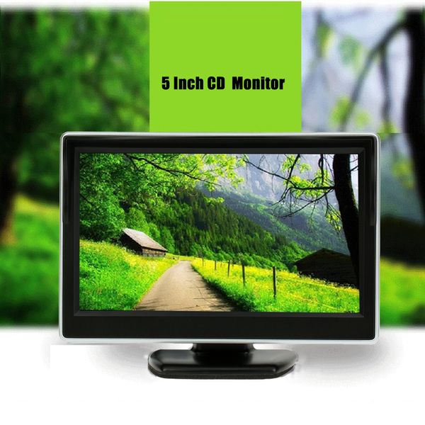 Freeshipping 5,0 pouces Moniteur de voiture TFT LCD 800 * 480 Couleur 16: 9 Écran Entrée vidéo 2 voies pour vue arrière Caméra de recul de voiture VCD DVD GPS