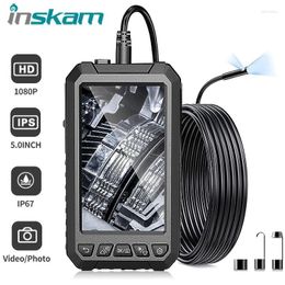 Caméra endoscopique industrielle avec écran IPS de 5.0 pouces, 8mm HD1080P, Endoscope d'inspection de tuyauterie d'égout et de voiture, 8 LED étanche