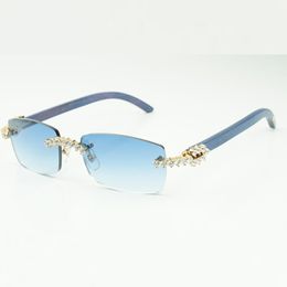 Lunettes de soleil en bois diamanté de 5,0 mm 3524012 avec pieds en bois bleu naturel et verres de 56 mm