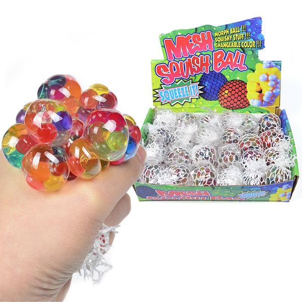 5.0CM Squishy Ball Fidget Toy Perles d'eau colorées Mesh Squish Grape Ball Anti-Stress Squeeze Balls Soulagement du stress Jouets de décompression Soulagement de l'anxiété