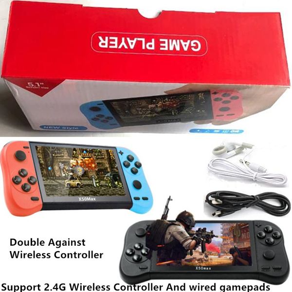 Écran 5,1 pouces X50 Max Console de jeu vidéo rétro 8G intégré 20000+ jeux classiques portables TFT Duuble Joystick Portable Pocket Video Arcade Game Player Sortie TV HD