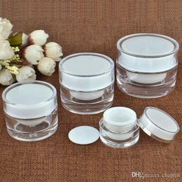 5 10 15 20 30 50g ML Ronde Acryl Pot Witte Pot Met Liner Container Lege Zalfpotje plastic Cosmetische Verpakking Fles